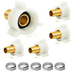 5 Pcs Brass PEX Swivel Elbow Adapter 1/2″ Female NPT